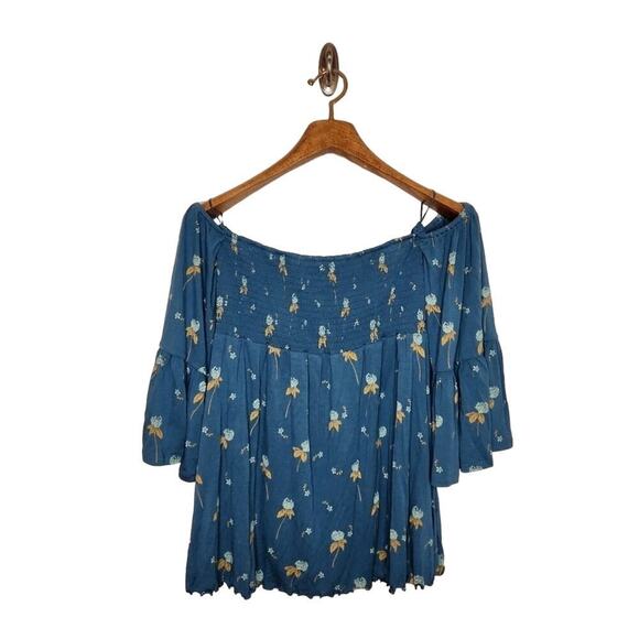 FREE PEOPLE Lana Blouse Size Small Mermaid Blue‎ - Picture 2 of 11